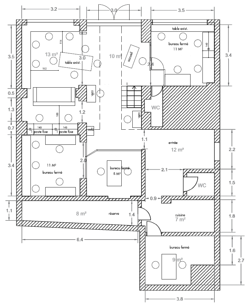 Bureaux à louer Parmentier (Métro ligne 3) de 187m² Plan 1