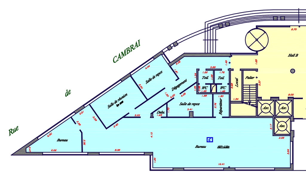 Bureaux à louer Corentin-Cariou (Métro ligne 7) de 1986m² PLAN DU REZ-DE-CHAUSSEE