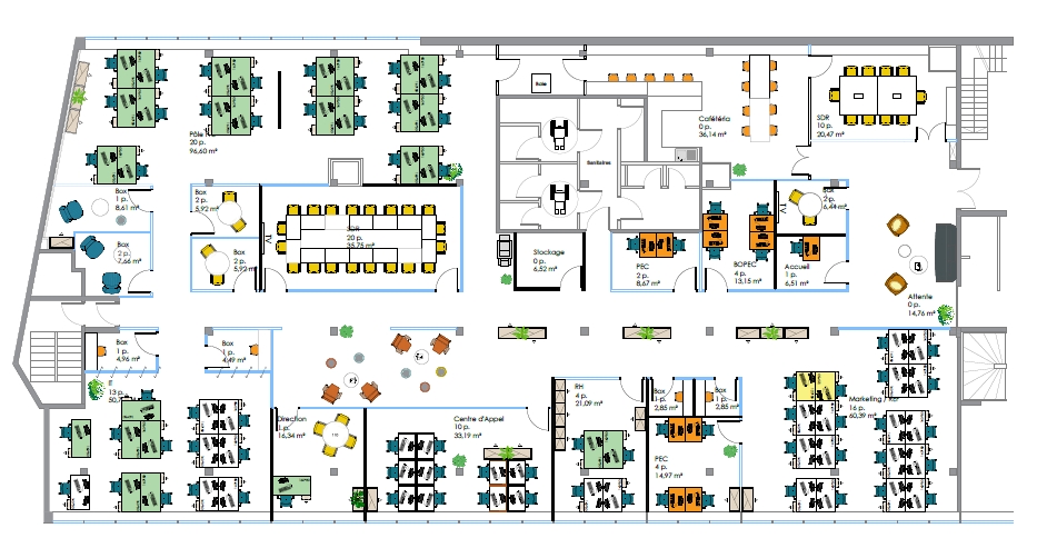 Bureaux à louer Ourcq (Métro ligne 5) de 720m² PLAN ACTUEL DE LA SURFACE