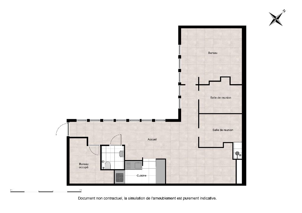 Bureaux à louer Passy (Métro ligne 6) de 77m² Plan 1