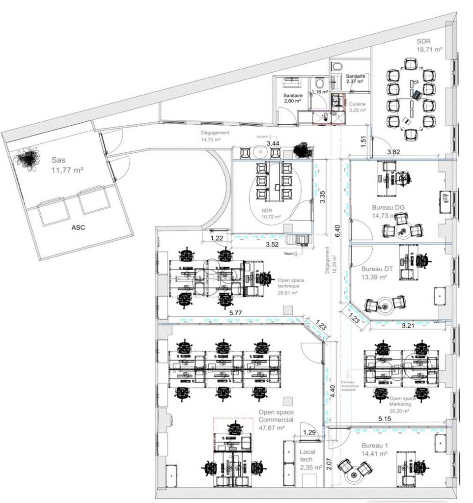 Bureaux à louer Havre-Caumartin (Métro ligne 3) de 218m² Plan 1