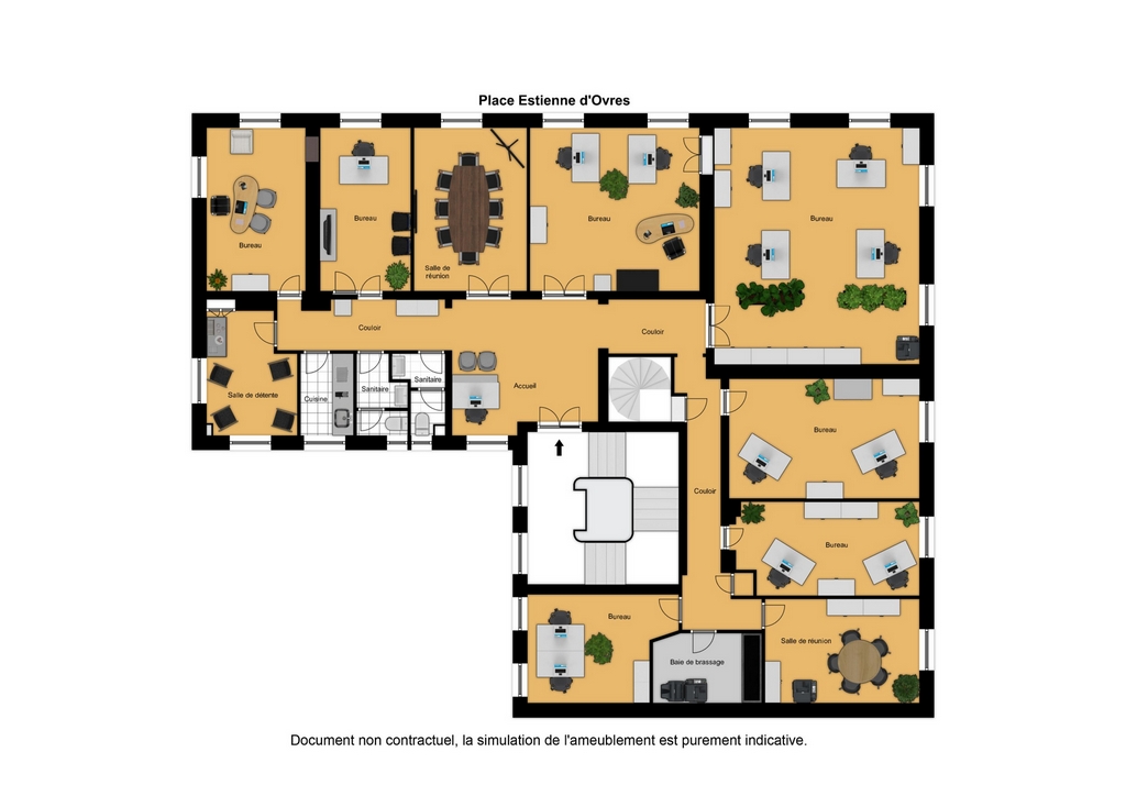 Bureaux à louer Trinité-d'Estienne d'Orves (Métro ligne 12) de 290m² Plan 1